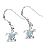 Drop Dangle Turtle Earrings Lab Created Opal 925 Sterling Silver