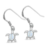 Drop Dangle Turtle Earrings Lab Created Opal 925 Sterling Silver