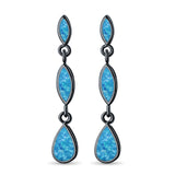 Dangle Marquise Earrings Pear Shape Lab Created Opal 925 Sterling Silver