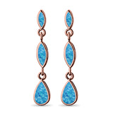 Dangle Marquise Earrings Pear Shape Lab Created Opal 925 Sterling Silver