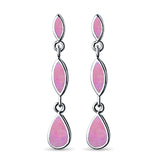 Dangle Marquise Earrings Pear Shape Lab Created Opal 925 Sterling Silver