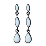 Dangle Marquise Earrings Pear Shape Lab Created Opal 925 Sterling Silver