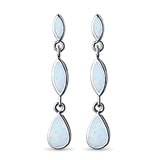 Dangle Marquise Earrings Pear Shape Lab Created Opal 925 Sterling Silver