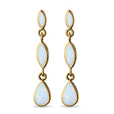 Dangle Marquise Earrings Pear Shape Lab Created Opal 925 Sterling Silver