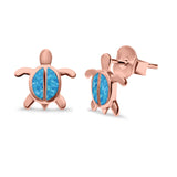 Turtle Stud Earrings Lab Created Opal 925 Sterling Silver