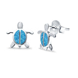 Turtle Stud Earrings Lab Created Opal 925 Sterling Silver