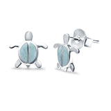 Turtle Stud Earrings Lab Created Opal 925 Sterling Silver