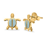 Turtle Stud Earrings Lab Created Opal 925 Sterling Silver