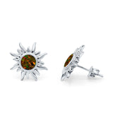 Sun Stud Earrings Created Opal 925 Sterling Silver (6.26mm)