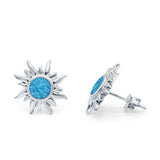 Sun Stud Earrings Created Opal 925 Sterling Silver (6.26mm)