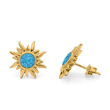 Sun Stud Earrings Created Opal 925 Sterling Silver (6.26mm)