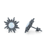 Sun Stud Earrings Created Opal 925 Sterling Silver (6.26mm)