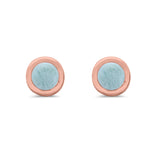 Solitaire Bezel Stud Earrings Round Lab Created Opal 925 Sterling Silver(0.25mm)