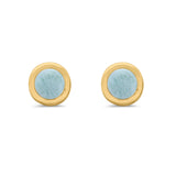 Solitaire Bezel Stud Earrings Round Lab Created Opal 925 Sterling Silver(0.25mm)