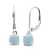 Round Lab Created Opal Lever Back Earring 925 Sterling Silver (25.4mm)