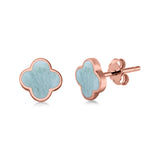 Clover Flower Stud Earring Lab Created Opal 925 Sterling Silver (6.20mm)