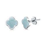 Clover Flower Stud Earring Lab Created Opal 925 Sterling Silver (6.20mm)