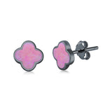 Clover Flower Stud Earring Lab Created Opal 925 Sterling Silver (6.20mm)