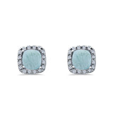 Bridal Engagement Earrings Cushion Lab Opal Simulated CZ 925 Sterling Silver