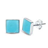 Square Shape Stud Post Tiny Earring Solid 925 Sterling Silver (6mm-8mm)