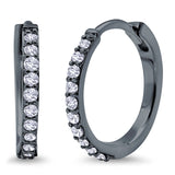 Half Eternity Simulated CZ Round Hoop Earrings 925 Sterling Silver (20mm)