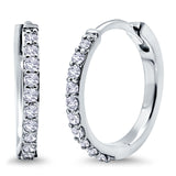 Half Eternity Simulated CZ Round Hoop Earrings 925 Sterling Silver (20mm)