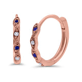 Huggie Hoop Earrings Round Simulated CZ 925 Sterling Silver (14mm)