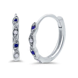 Huggie Hoop Earrings Round Simulated CZ 925 Sterling Silver (14mm)