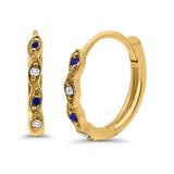 Huggie Hoop Earrings Round Simulated CZ 925 Sterling Silver (14mm)