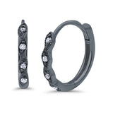 Huggie Hoop Earrings Round Simulated CZ 925 Sterling Silver (14mm)