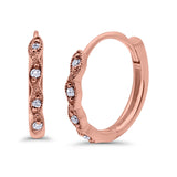 Huggie Hoop Earrings Round Simulated CZ 925 Sterling Silver (14mm)