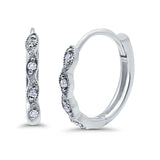 Huggie Hoop Earrings Round Simulated CZ 925 Sterling Silver (14mm)
