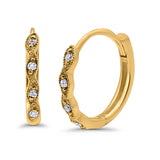 Huggie Hoop Earrings Round Simulated CZ 925 Sterling Silver (14mm)
