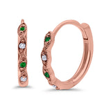 Huggie Hoop Earrings Round Simulated CZ 925 Sterling Silver (14mm)