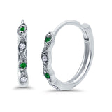 Huggie Hoop Earrings Round Simulated CZ 925 Sterling Silver (14mm)
