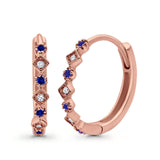 Art Deco Huggie Hoop Earrings Round Simulated CZ 925 Sterling Silver (18mm)