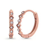 Art Deco Huggie Hoop Earrings Round Simulated CZ 925 Sterling Silver (18mm)