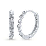 Art Deco Huggie Hoop Earrings Round Simulated CZ 925 Sterling Silver (18mm)