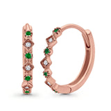 Art Deco Huggie Hoop Earrings Round Simulated CZ 925 Sterling Silver (18mm)