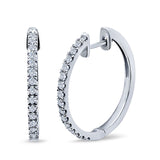 Half Eternity Simulated CZ Round Hoop Earrings 925 Sterling Silver (15mm)
