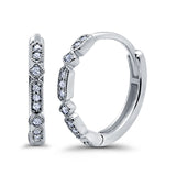 Half Eternity Hoop Earrings Simulated CZ Round 925 Sterling Silver (19mm)