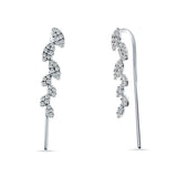 Marquise Leaf Style Fish Hook Threader Earrings Cubic Zirconia 925 Sterling Silver