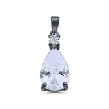 Pear Shape Lab Created Opal Simulated CZ 925 Sterling Silver Charm Pendant (21.5mm)