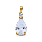 Pear Shape Lab Created Opal Simulated CZ 925 Sterling Silver Charm Pendant (21.5mm)