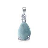 Pear Shape Lab Created Opal Simulated CZ 925 Sterling Silver Charm Pendant (21.5mm)