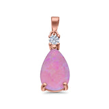 Pear Shape Lab Created Opal Simulated CZ 925 Sterling Silver Charm Pendant (21.5mm)