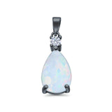 Pear Shape Lab Created Opal Simulated CZ 925 Sterling Silver Charm Pendant (21.5mm)