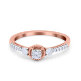 14K Gold 0.31ct Three Stone Vintage Round 5mm G SI Diamond Engagement Band Wedding Ring
