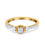14K Gold 0.31ct Three Stone Vintage Round 5mm G SI Diamond Engagement Band Wedding Ring