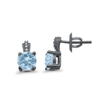 Stud Earrings Wedding Round Simulated CZ 925 Sterling Silver (9mm)